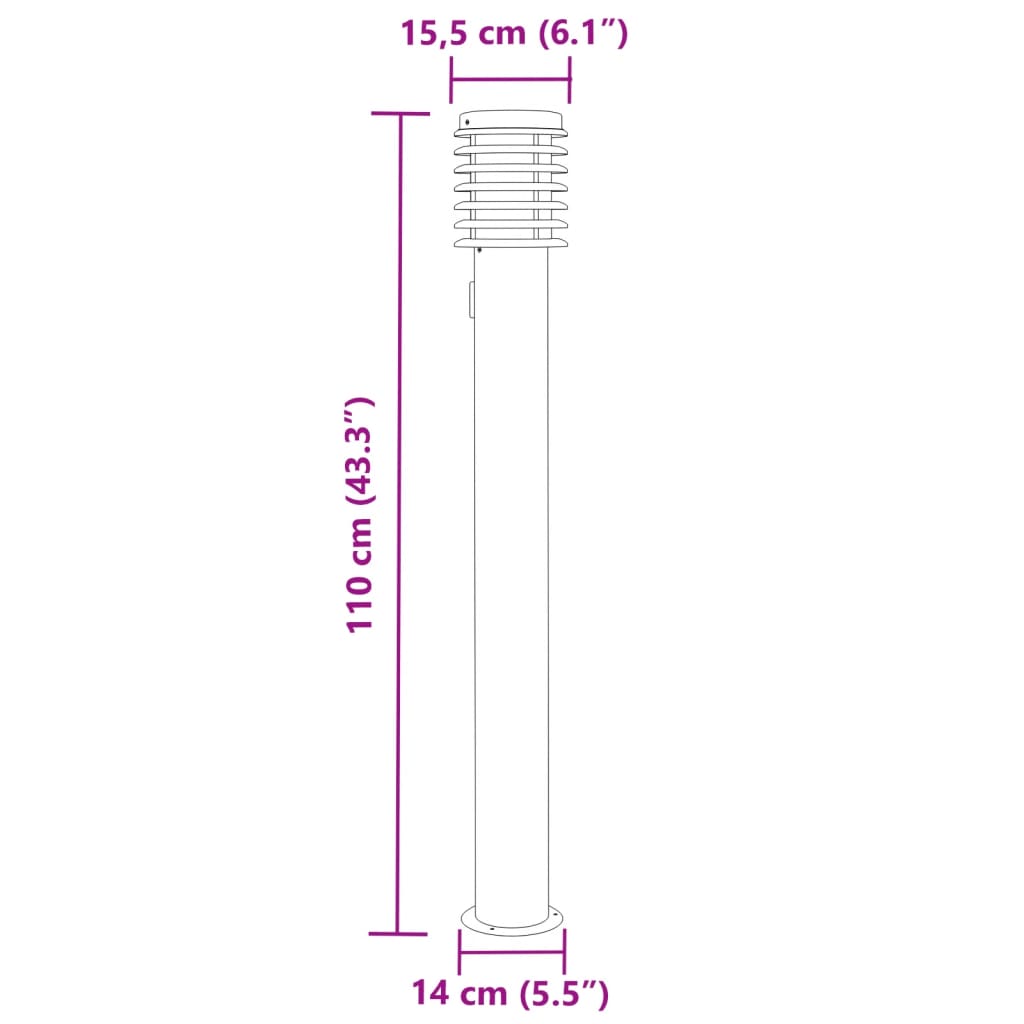 Zunanja talna svetilka z vtičnico srebrna 110cm nerjaveče jeklo