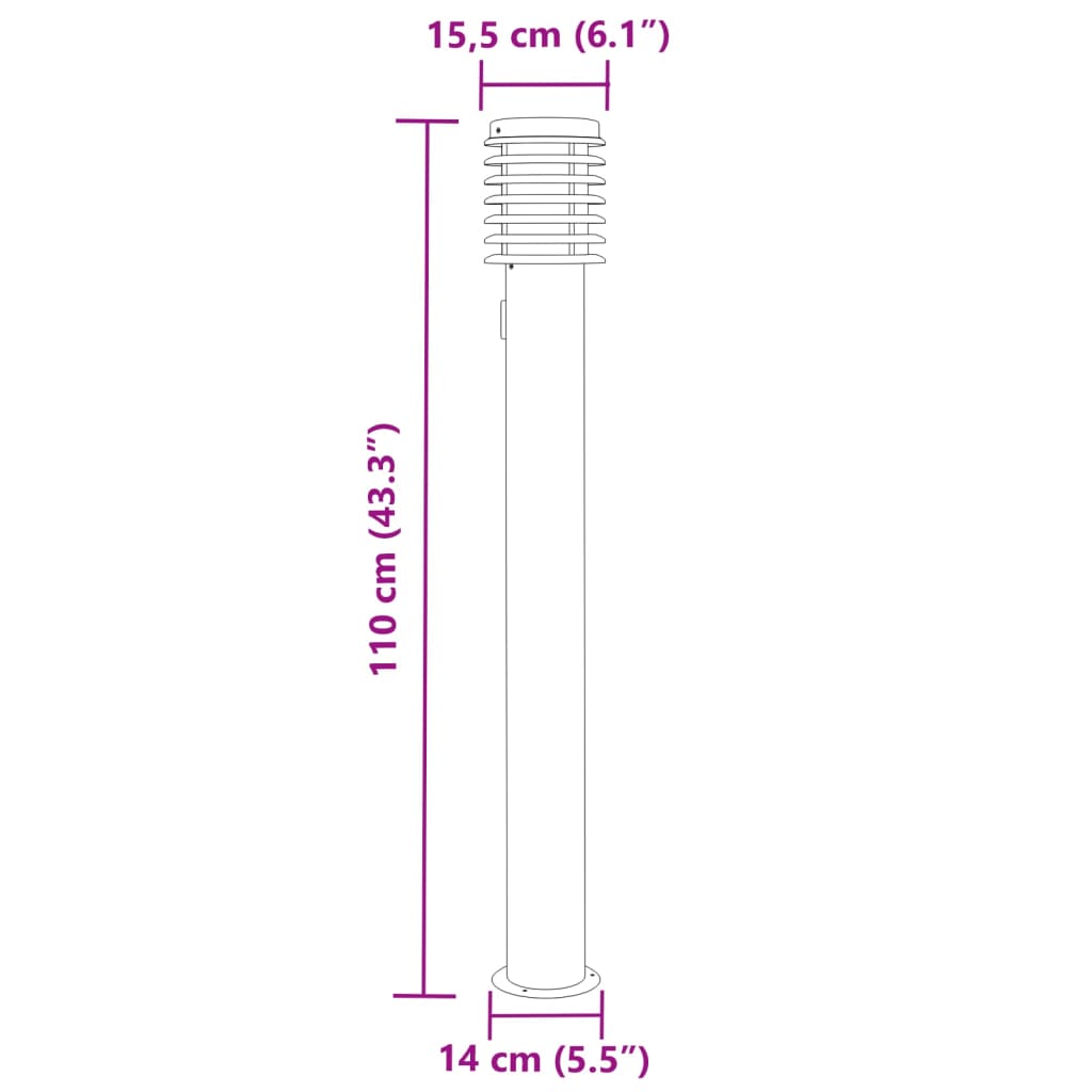 Zunanja talna svetilka z vtičnico črna 110 cm nerjaveče jeklo