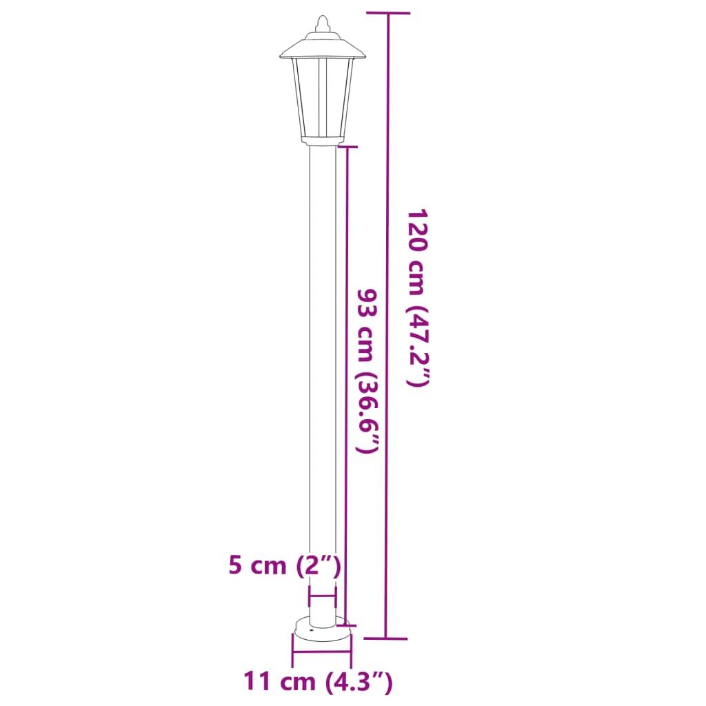 Zunanja talna svetilka črna 120 cm nerjaveče jeklo