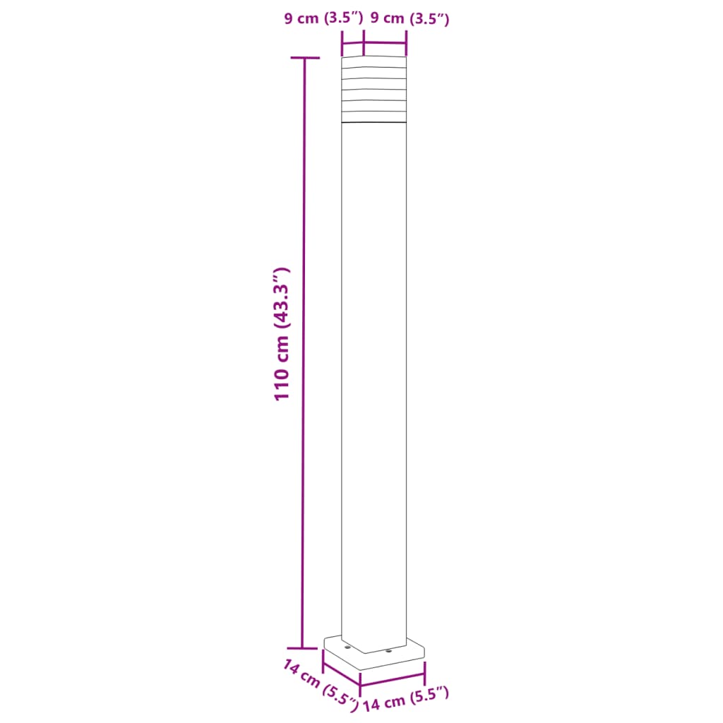 Zunanja talna svetilka 3 kosi črna 110 cm aluminij