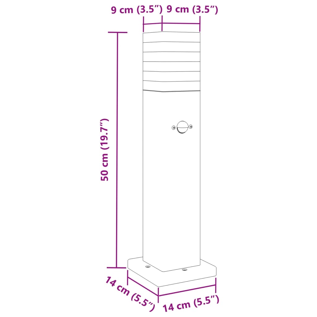 Zunanja talna svetilka s senzorjem črna 50 cm aluminij