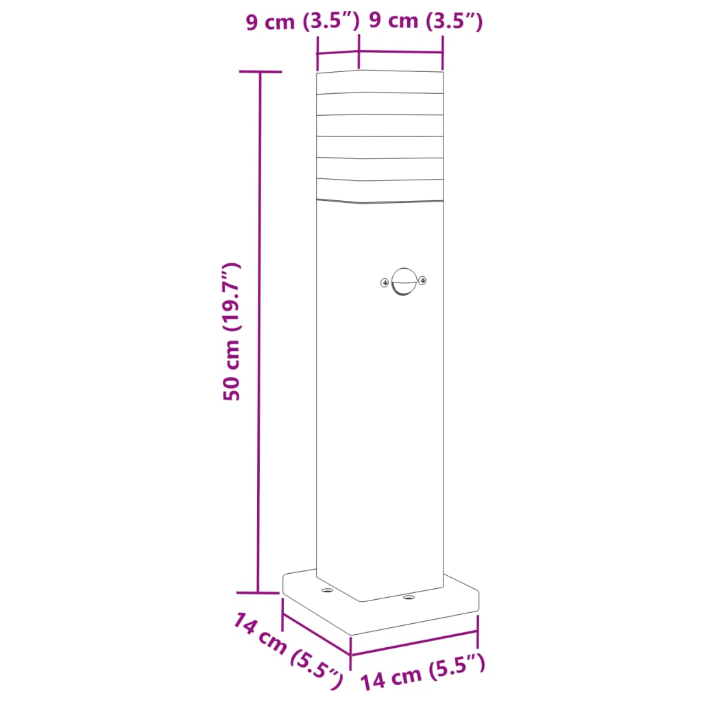 Zunanja talna svetilka s senzorjem 3 kosi črna 50 cm aluminij