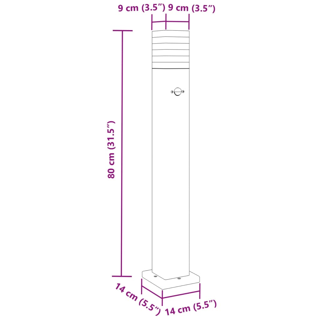 Zunanja talna svetilka s senzorjem črna 80 cm aluminij