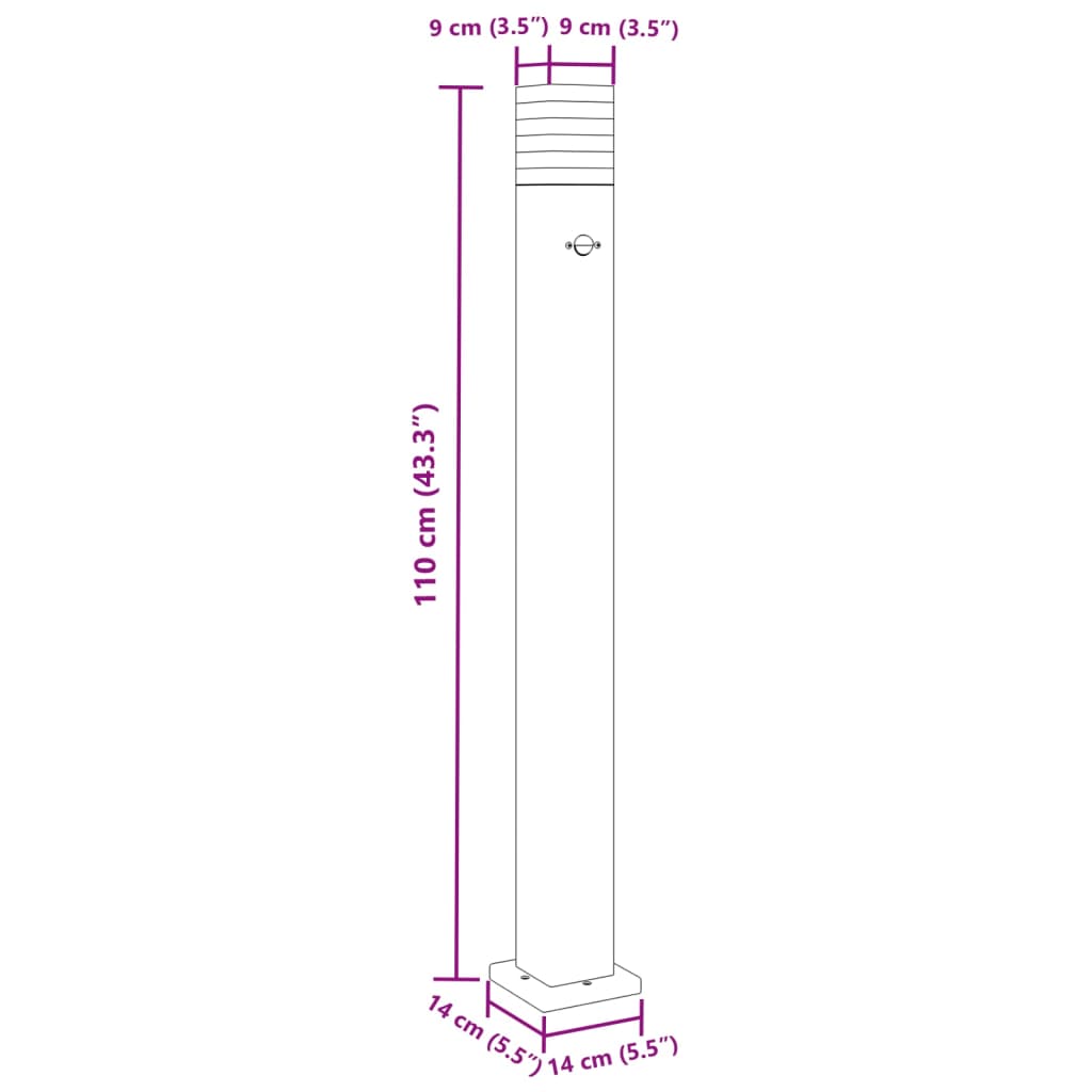 Zunanja talna svetilka s senzorjem črna 110 cm aluminij