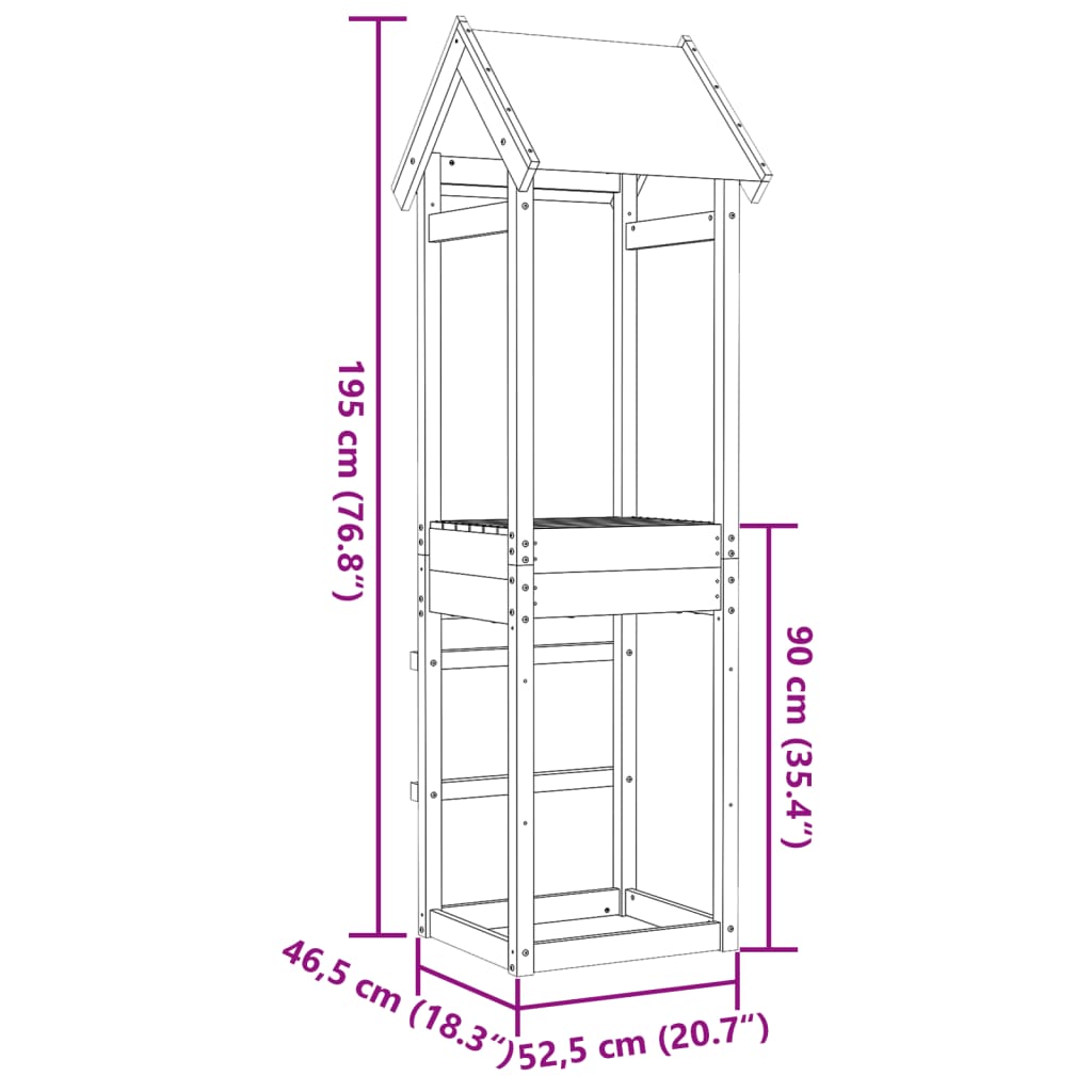 Igralni stolp 52,5x46,5x195 cm trden les douglas