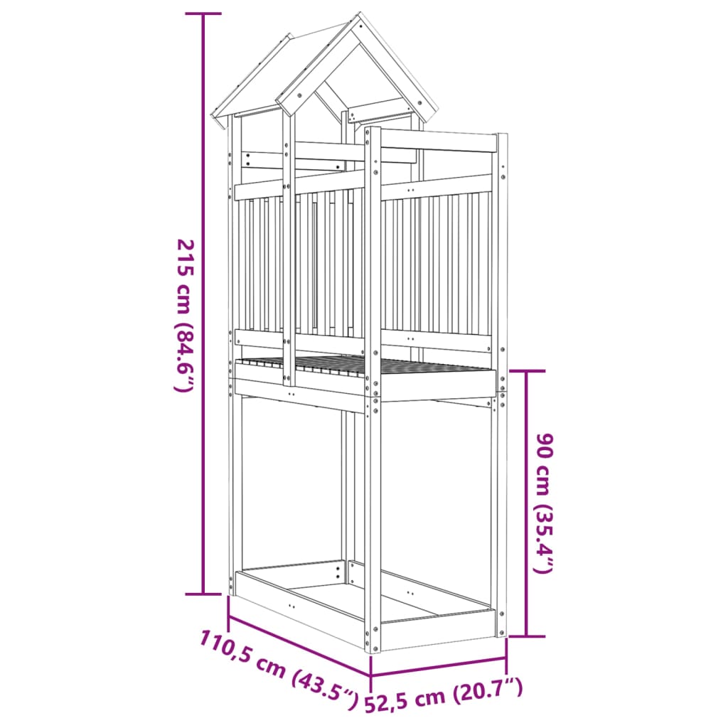 Igralni stolp 110,5x52,5x215 cm trden les douglas