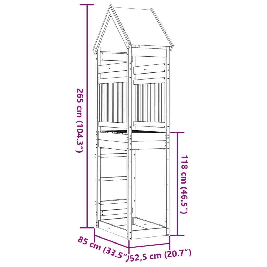 Igralni stolp 85x52,5x265 cm trden les douglas