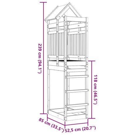 Igralni stolp 85x52,5x239 cm trdna borovina