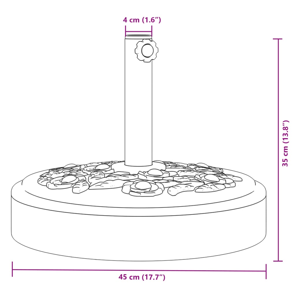 Podstavek za senčnik za Ø38/48 mm palice 25 kg okrogel