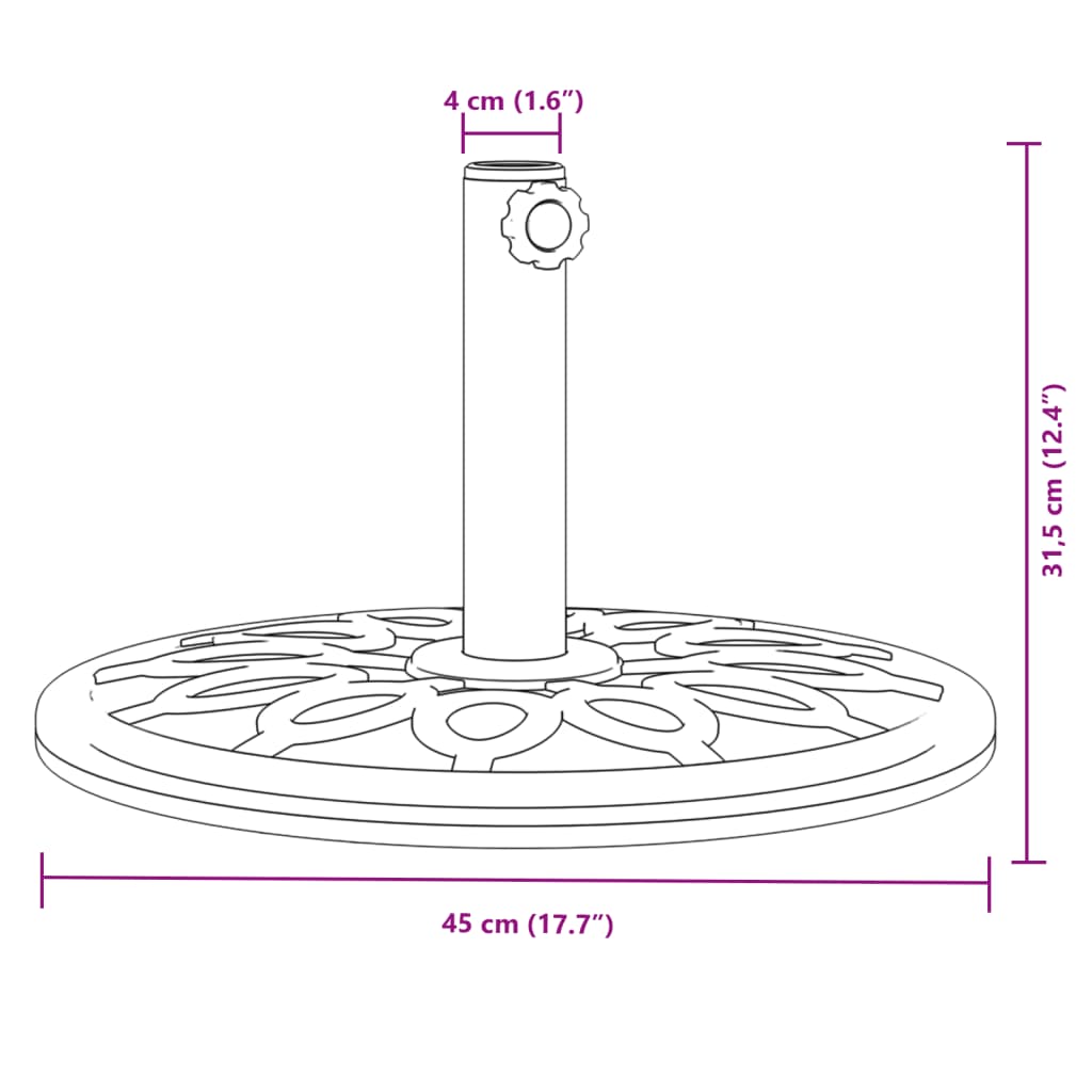 Podstavek za senčnik za Ø38/48 mm palice 12 kg okrogel