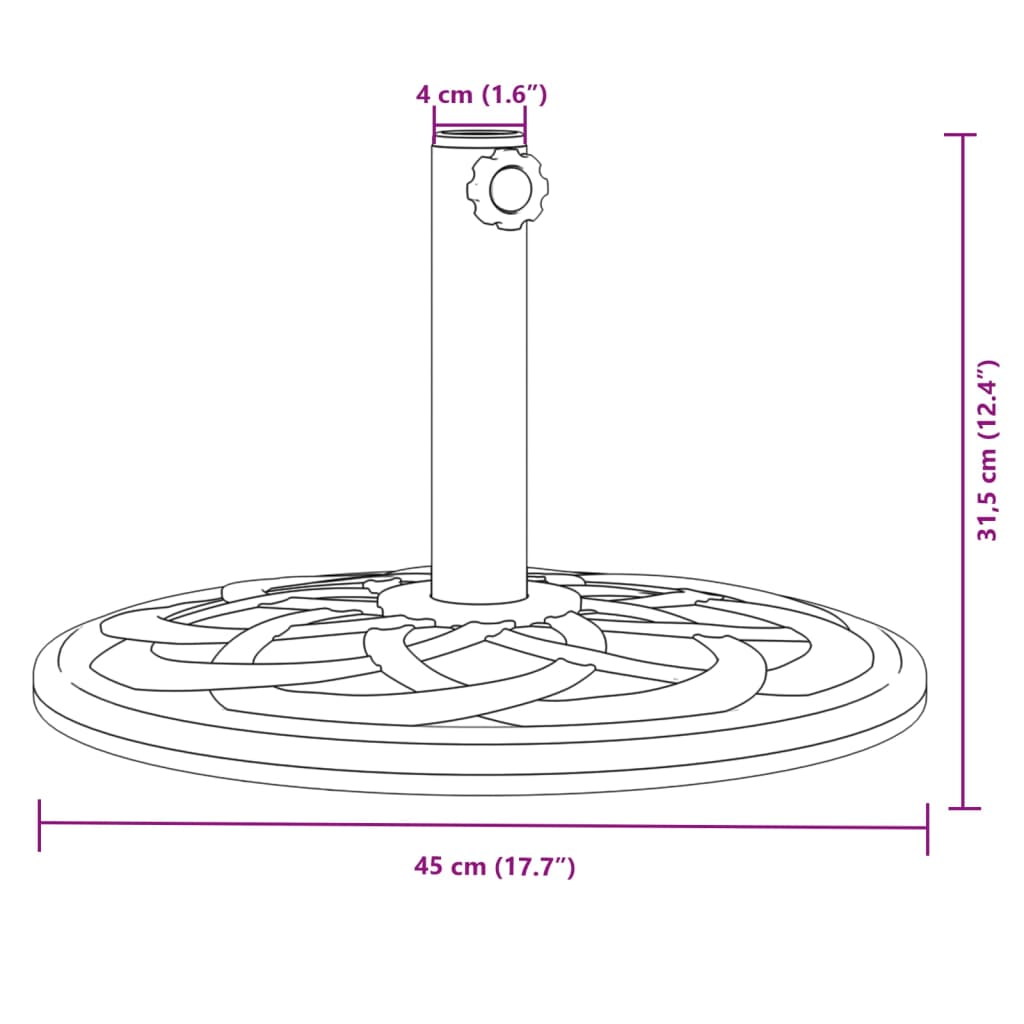 Podstavek za senčnik za Ø38/48 mm palice 12 kg okrogel