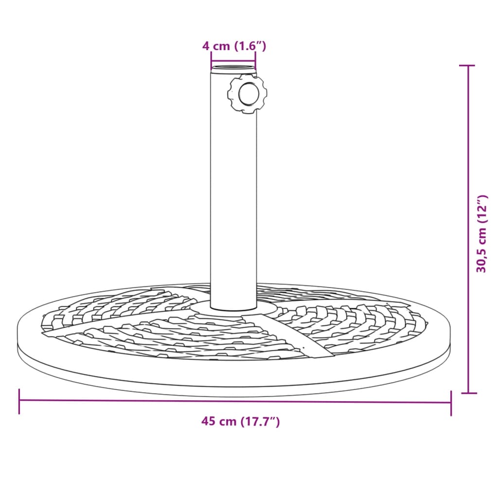 Podstavek za senčnik za Ø38/48 mm palice 12 kg okrogel