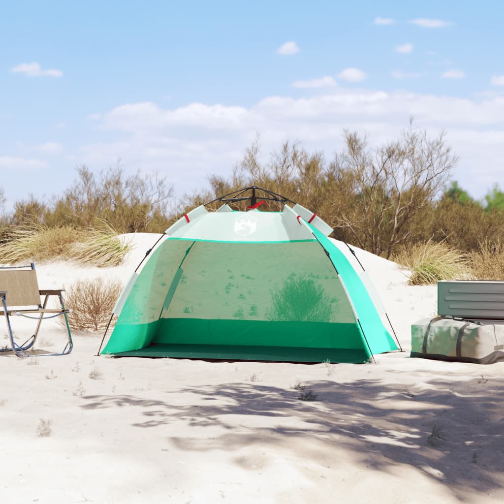 Šotor za plažo za 2 osebi zelen za hitro postavitev vodoodporen