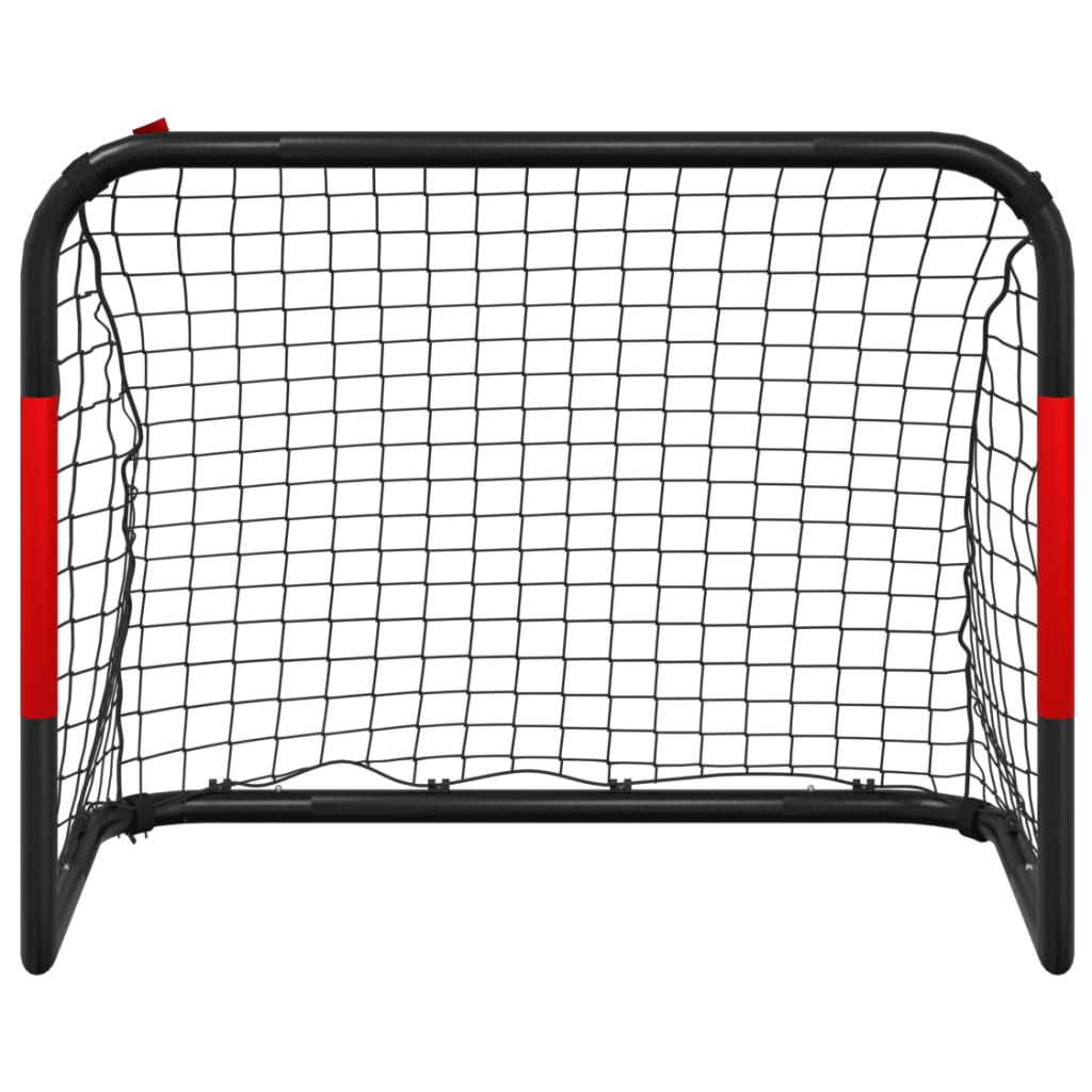 Nogometni gol z mrežo rdeč in črn 90x48x71 cm jeklo