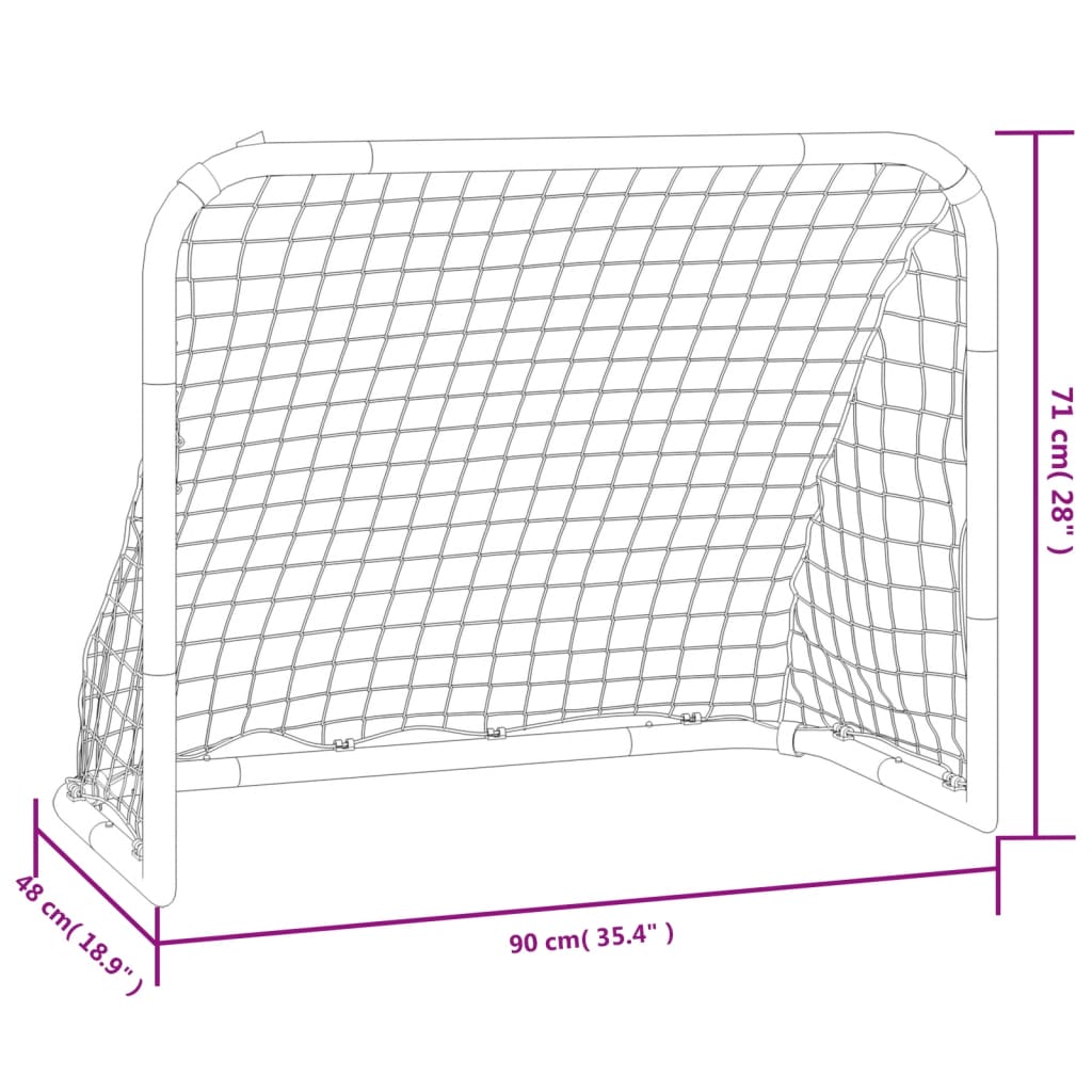 Nogometni gol z mrežo rdeč in črn 90x48x71 cm jeklo