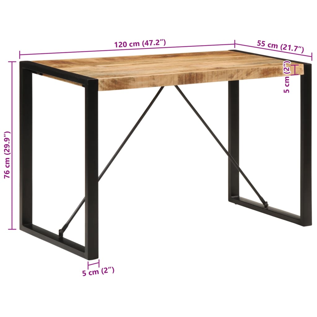 Jedilna miza 120x55x76 cm trden robusten mangov les