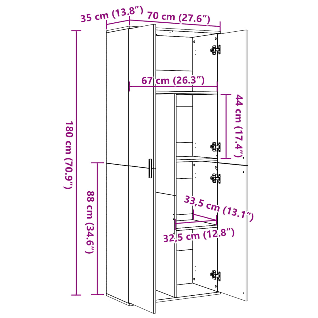 Visoka omara sonoma hrast 70x35x180 cm inženirski les