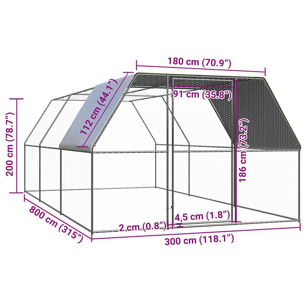 Kokošnjak 3x8x2 m pocinkano jeklo