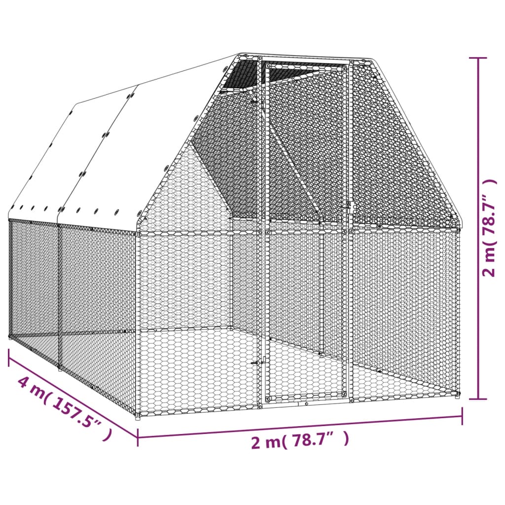 Kokošnjak 2x4x2 m pocinkano jeklo