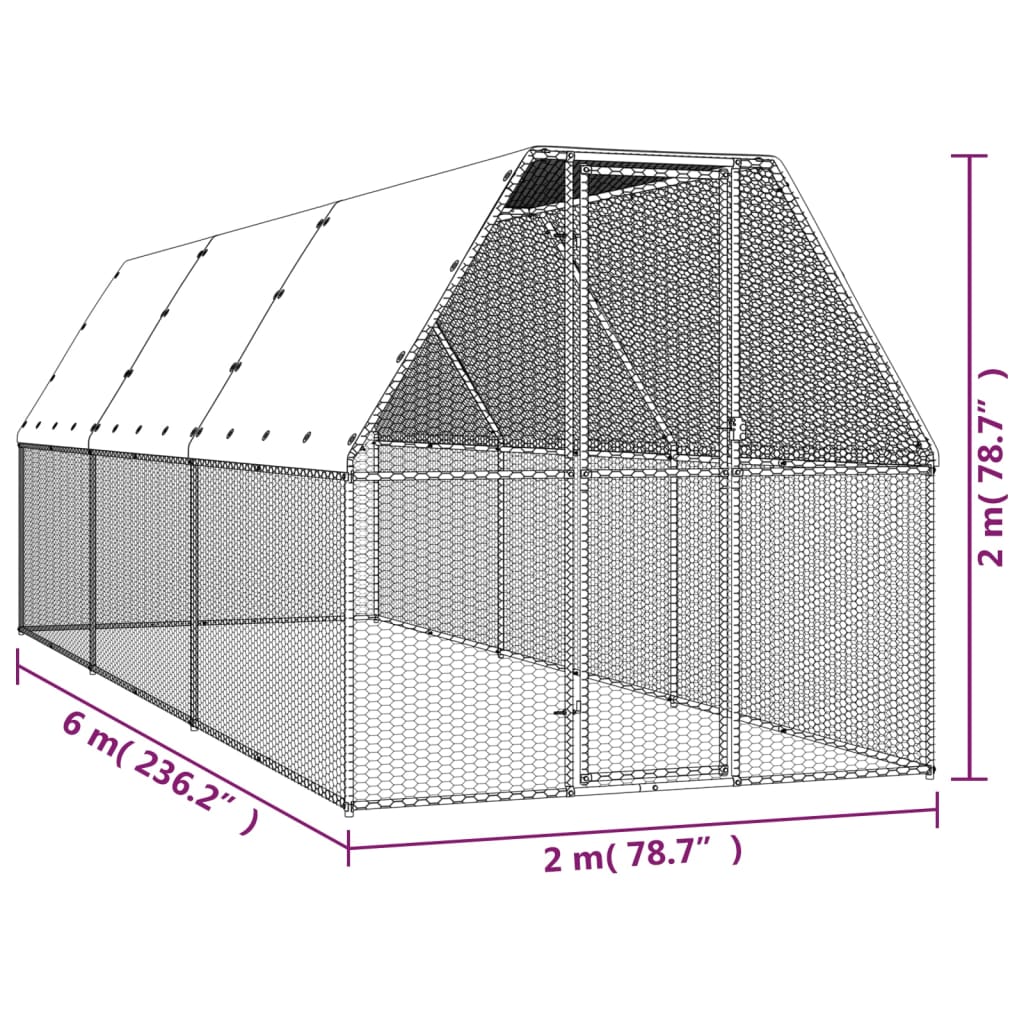 Kokošnjak 2x6x2 m pocinkano jeklo