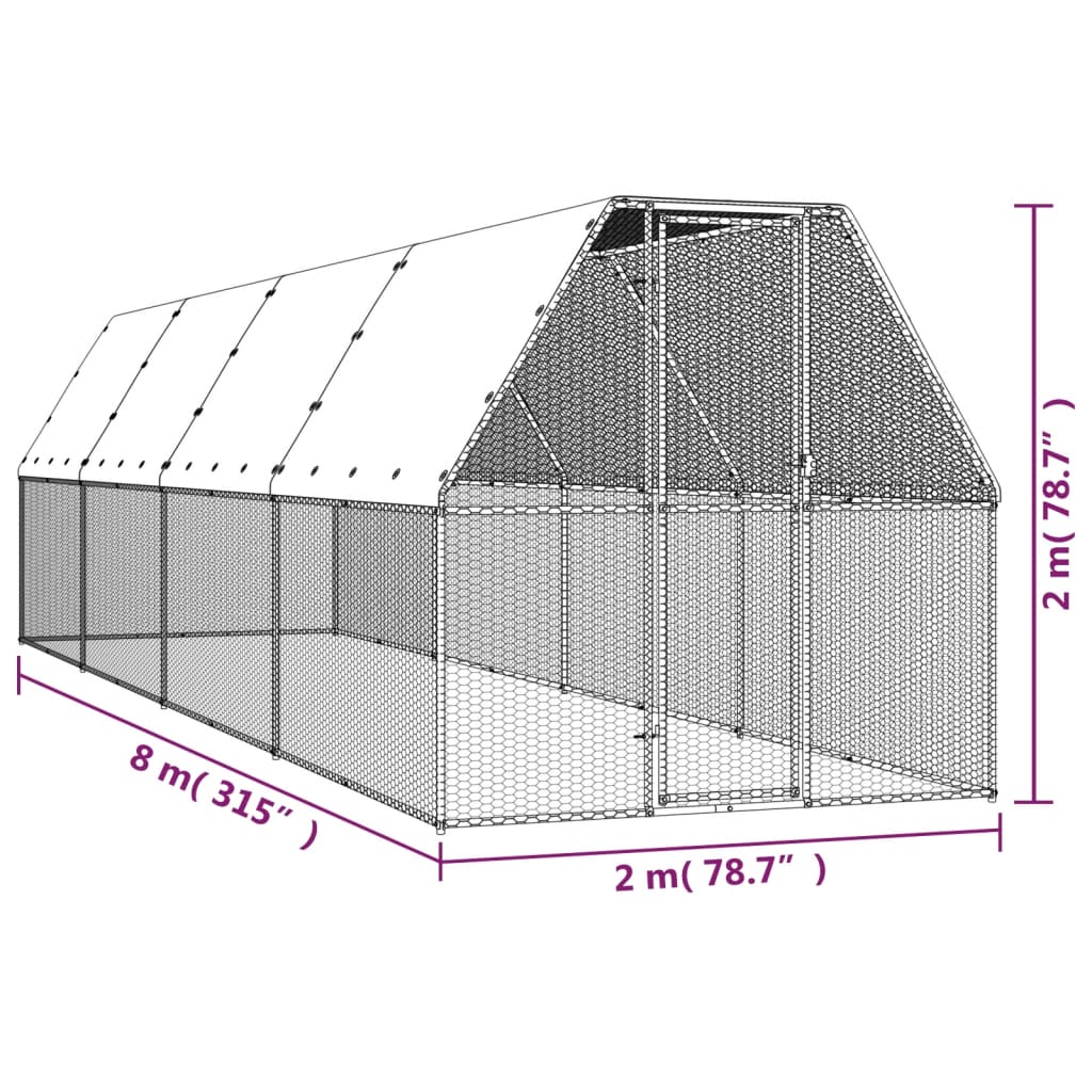 Kokošnjak 2x8x2 m pocinkano jeklo