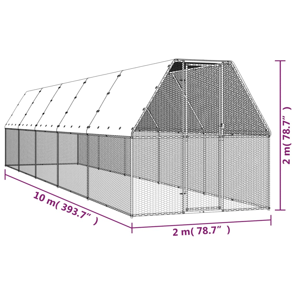 Kokošnjak 2x10x2 m pocinkano jeklo