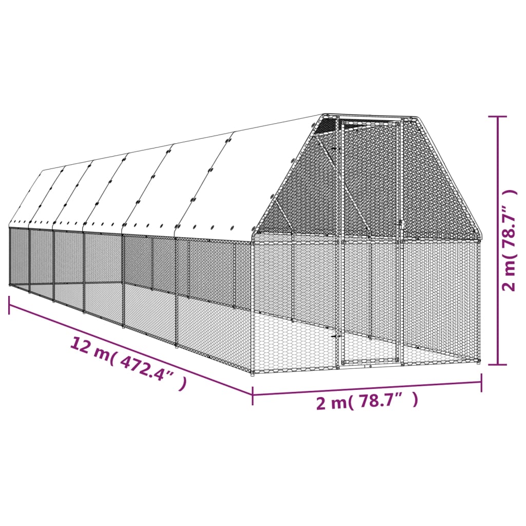 Kokošnjak 2x12x2 m pocinkano jeklo