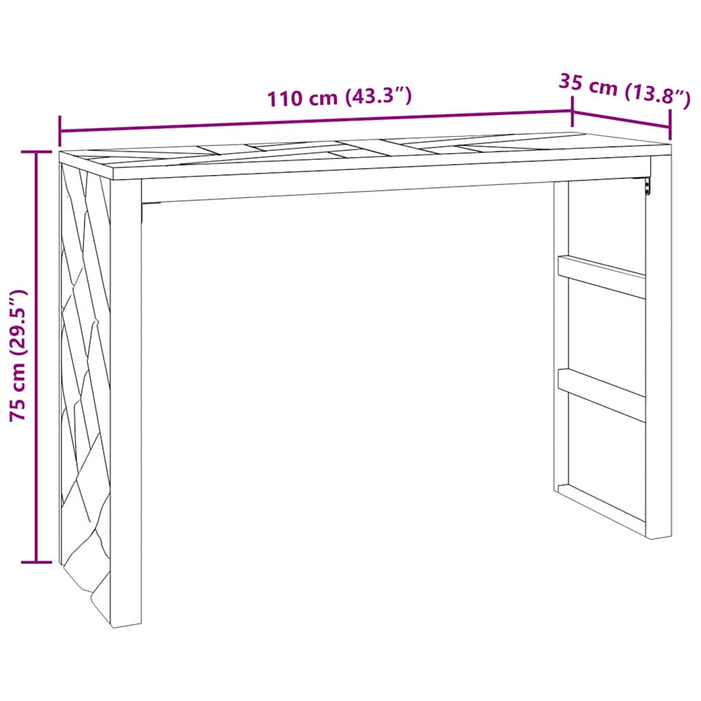 Konzolna mizica 110x35x75 cm masivni les tikovina