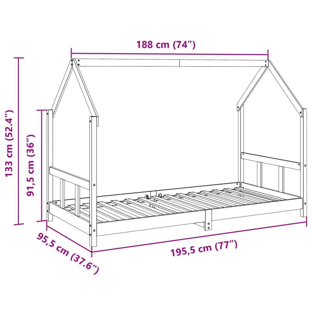 Posteljni okvir voščeno rjav 90x190 cm trdna borovina