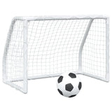 Otroški nogometni gol 2 kosa z žogo bela 64x35x48 cm kovina