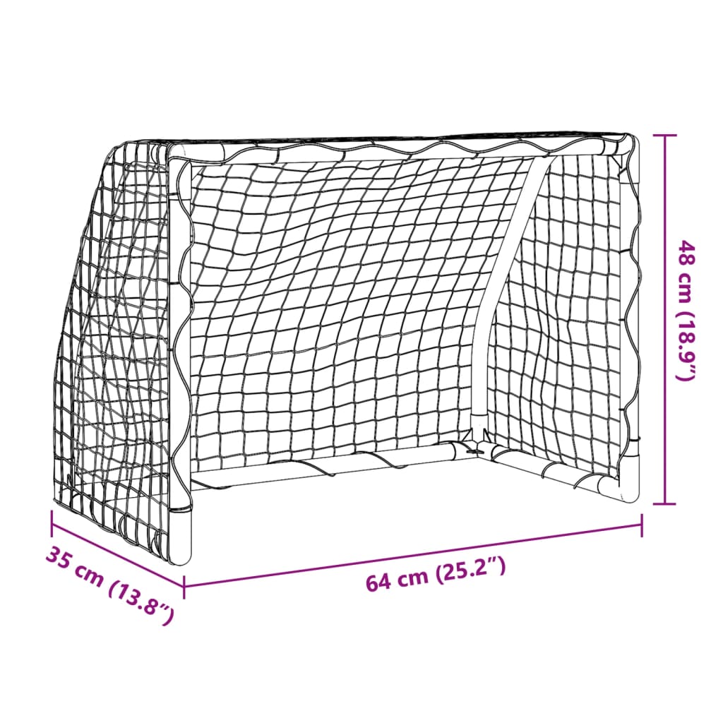 Otroški nogometni gol 2 kosa z žogo bela 64x35x48 cm kovina