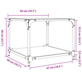 Klubske mizice s črno stekleno površino 2 kos 50x50x40 cm jeklo