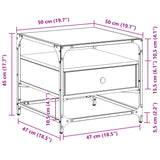 Klubska mizica s steklom sonoma hrast 50x50x45 cm jeklo