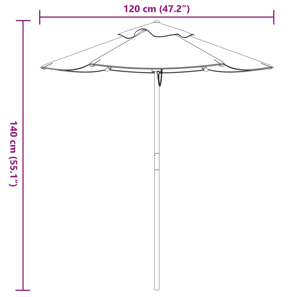 Vrtni senčnik za otroke z lesenim drogom Ø120x140 cm