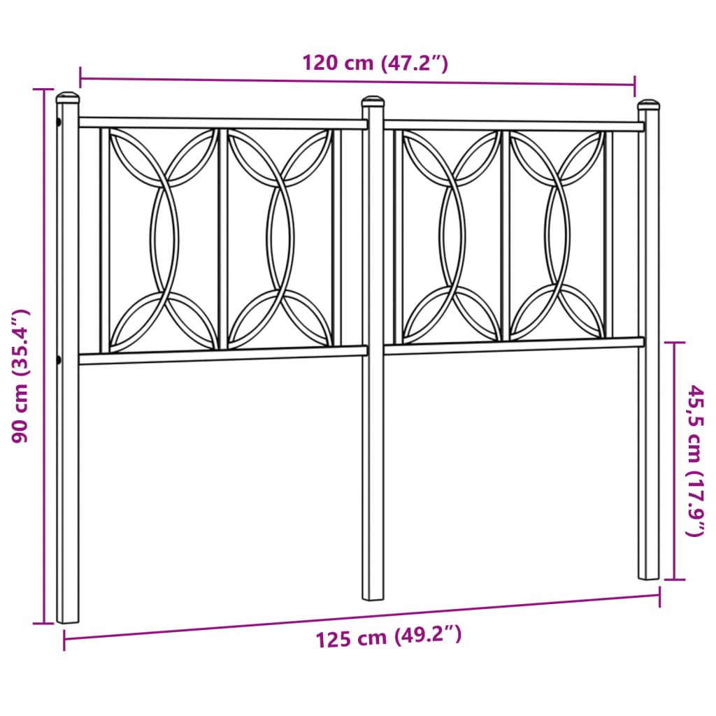 Kovinsko posteljno vzglavje črno 120 cm