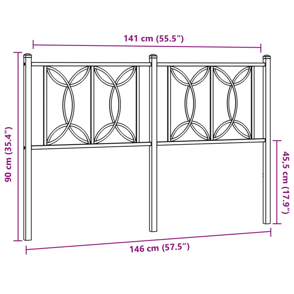 Kovinsko vzglavje belo 140 cm