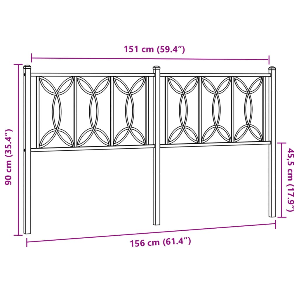 Kovinsko vzglavje belo 150 cm