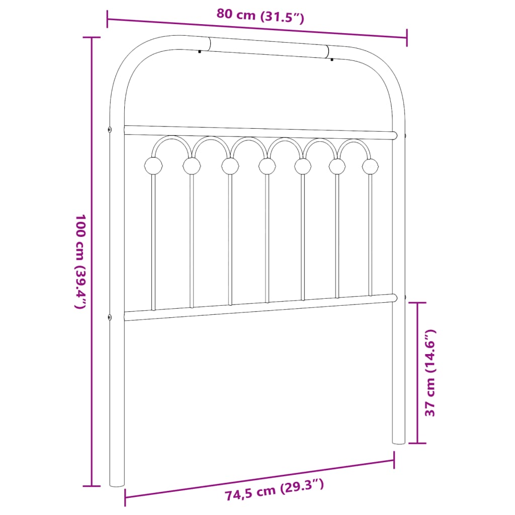 Kovinsko vzglavje belo 75 cm