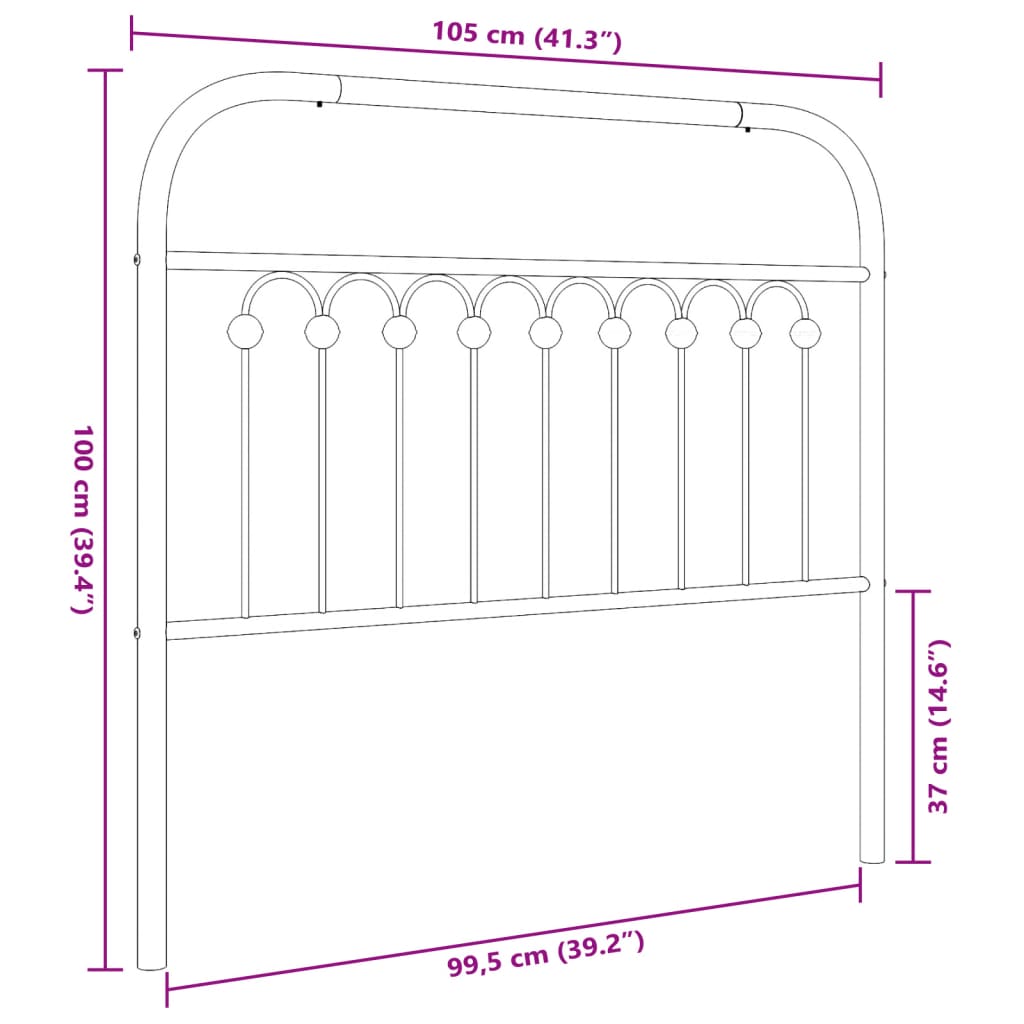 Kovinsko vzglavje belo 100 cm