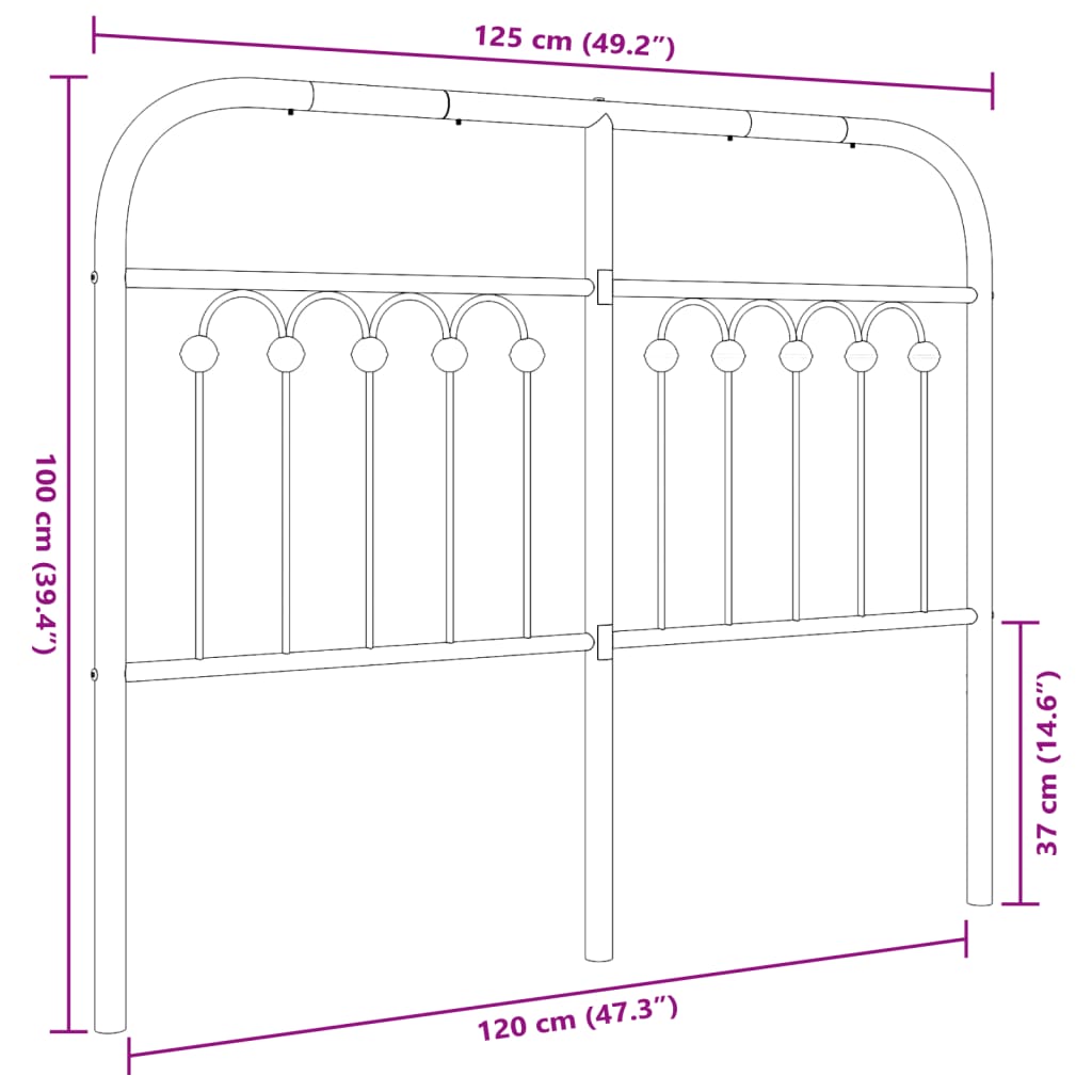 Kovinsko vzglavje belo 120 cm