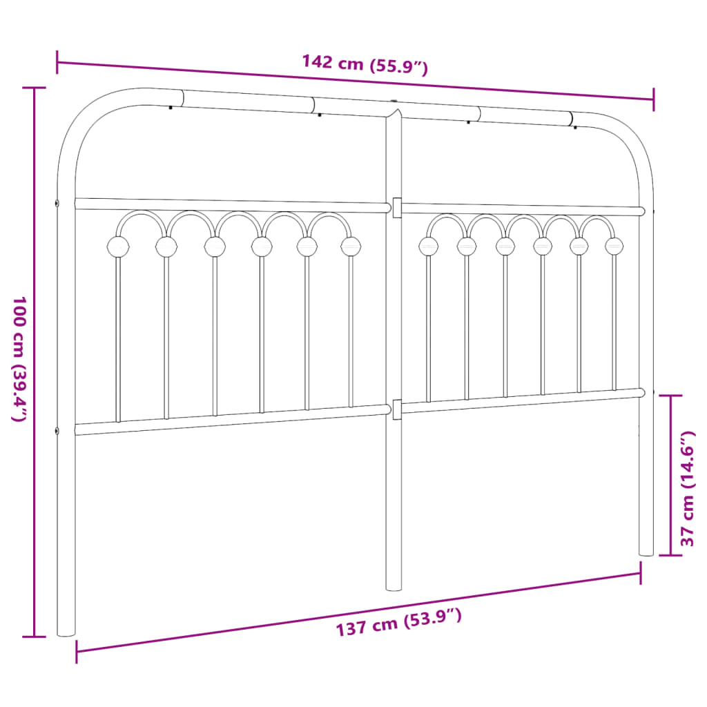 Kovinsko vzglavje belo 135 cm