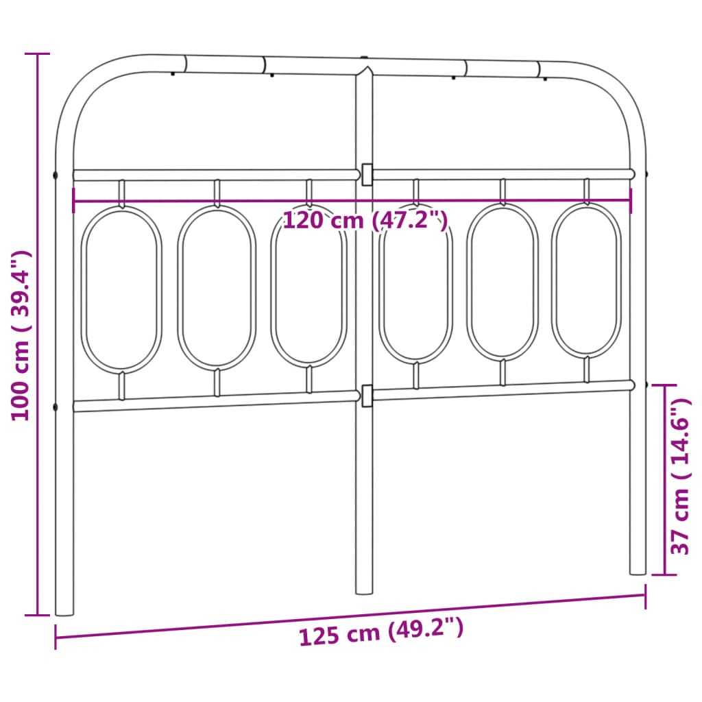 Kovinsko posteljno vzglavje črno 120 cm