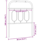 Kovinsko vzglavje belo 75 cm