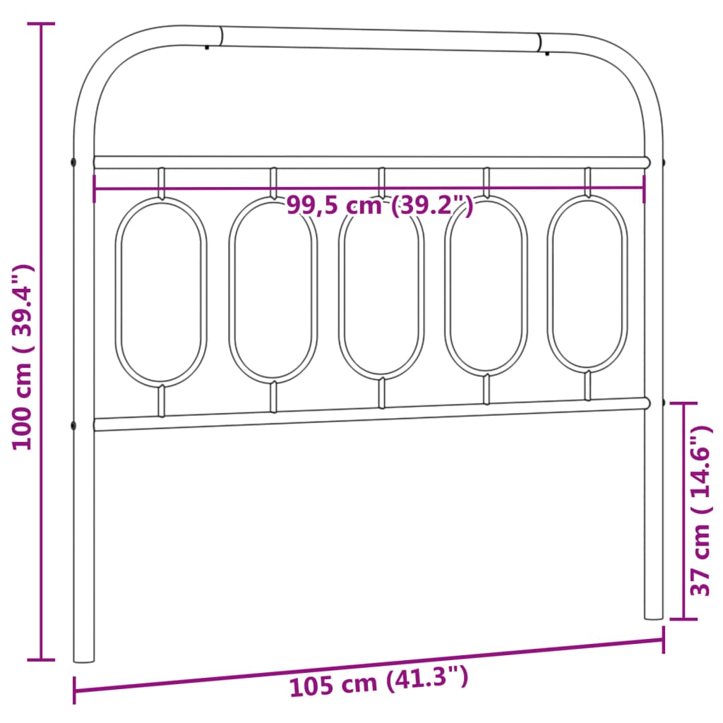 Kovinsko vzglavje belo 100 cm