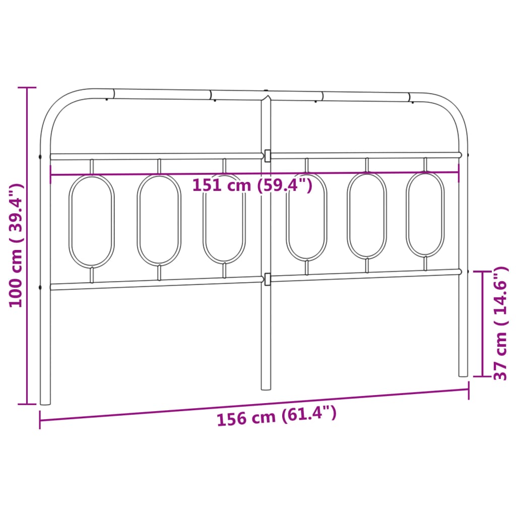 Kovinsko vzglavje belo 150 cm