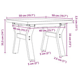 Klubska mizica Y okvir 50x50x35,5 cm trdna borovina lito železo
