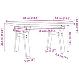 Klubska mizica X okvir 80x50x40,5 cm trdna borovina lito železo