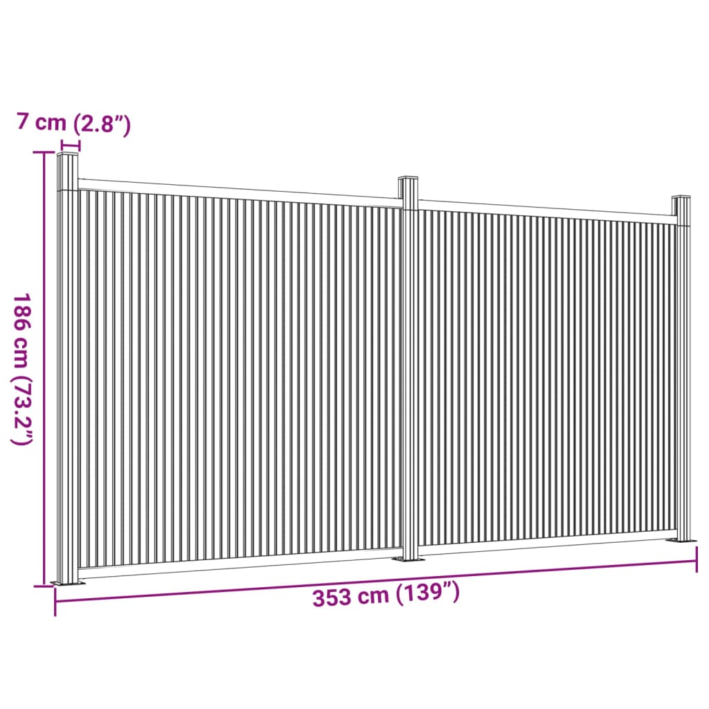 Ograjni panel siv 353x186 cm WPC