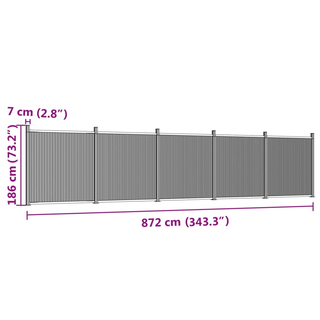 Ograjni panel siv 872x186 WPC