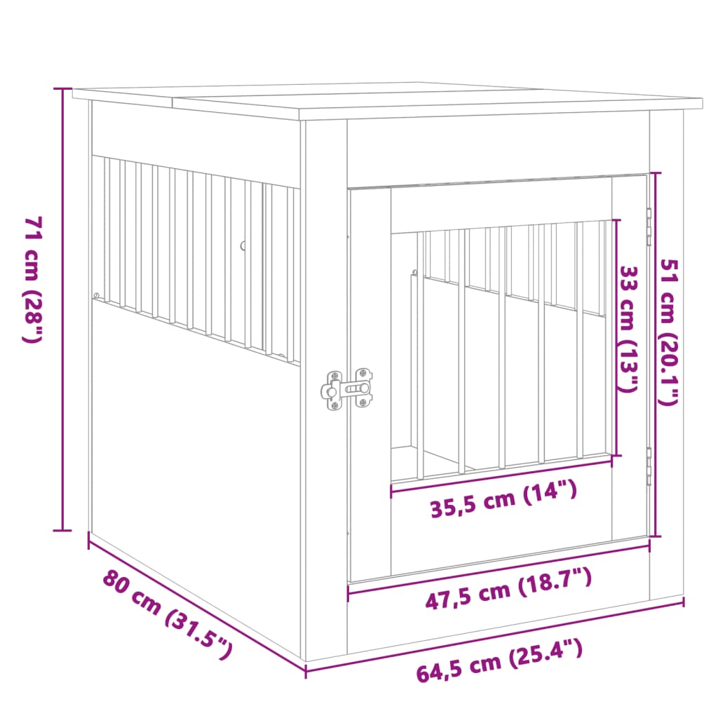 Boks za psa sonoma hrast 64,5x80x71 cm inženirski les